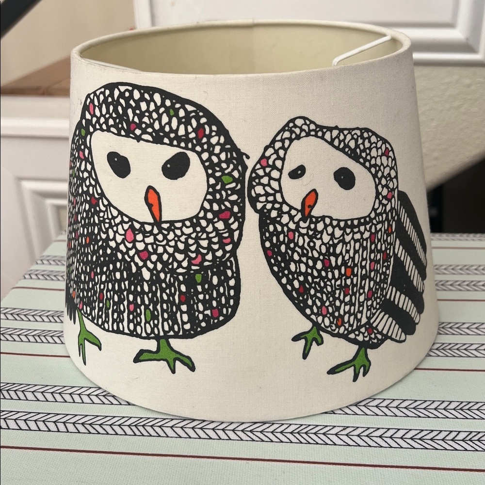 IKEA Gulort Owl Motif White Canvas Bird Print Home Decorative Lamp Shade